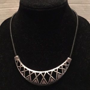 NWOT Distressed Silvertone Metal Geometric-cut out necklace